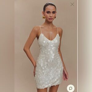 Meshki Romilly Sequin Mini Dress Ivory XXS